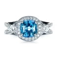 thumbnail image 3 of 8*8mm Women's Luxury Aquamarine Blue Band 925 Silver Hollow Jewelry Ring Wedding, 3 of 5
