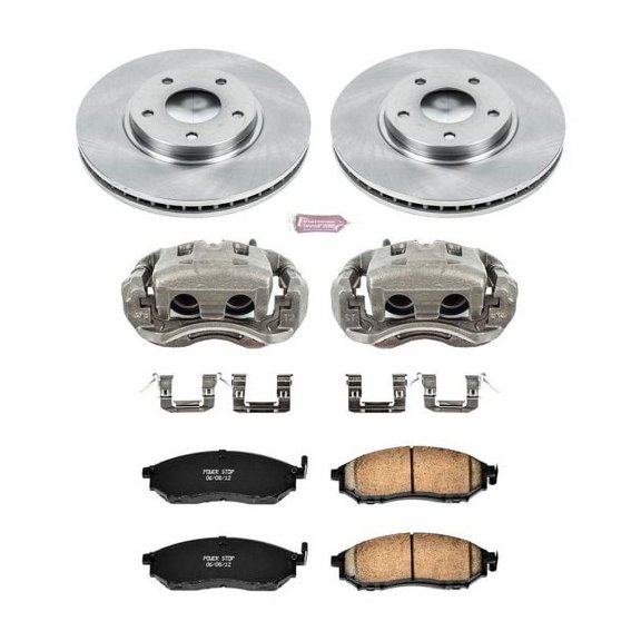 PowerStop Front Stock Replacement Brake Pad and Rotor Kit with Calipers Fits: INFINITI Select Models KCOE152