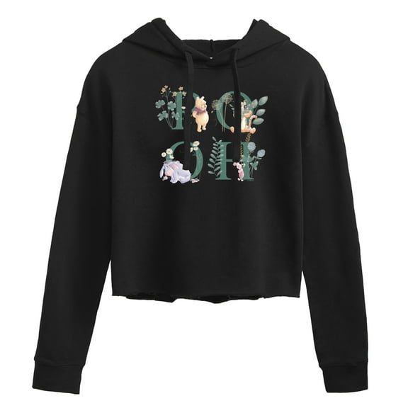 Winnie the Pooh - Tigger, Piglet, Eeyore - Flowers Blooming - Juniors Cropped Pullover Hoodie
