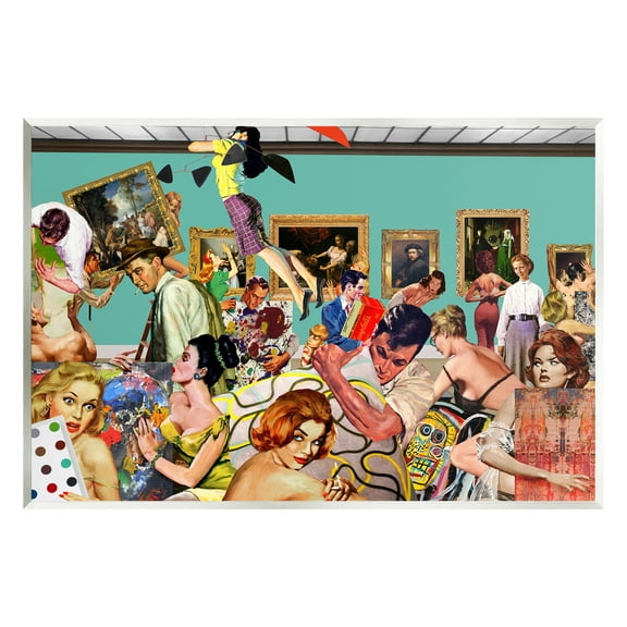 Stupell Industries Vintage People Collage Novelty Painting Unframed Art Print Wall Art, 15 x 10