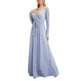 thumbnail image 2 of Luiryar Women Elegant Sequin Party Dresses Long Sleeve Sexy V-Neck Maxi Glitter Dress Wrap Belted Sequined Party Prom Gown, 2 of 9