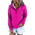 thumbnail image 2 of VerPetridure Women's Casual Hoodies Button Collar Pullover Tops Drawstring Long Sleeve Hooded Sweatshirts Relaxed Fit Fall Clothes with Pocket, 2 of 6