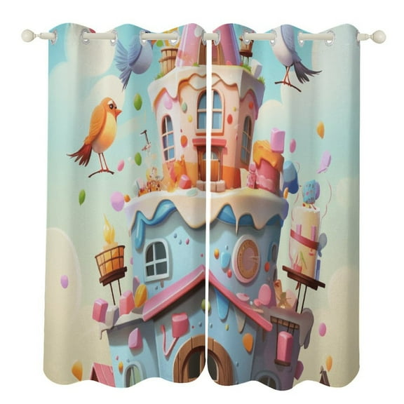 Cartoon Birthday Cake Modern Window for Living Room Curtains for Child Bedroom Kitchen Decor Blinds Drapes