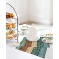 thumbnail image 4 of Teal Turquoise Wooden Kitchen Dish Towels for Drying Dishes Set of 2, Rustic Retro Farmhouse Western Country Waffle Weave Microfiber Hand Tea Bathroom Towels Quick Dry & Absorbent Towel 12x12, 4 of 7