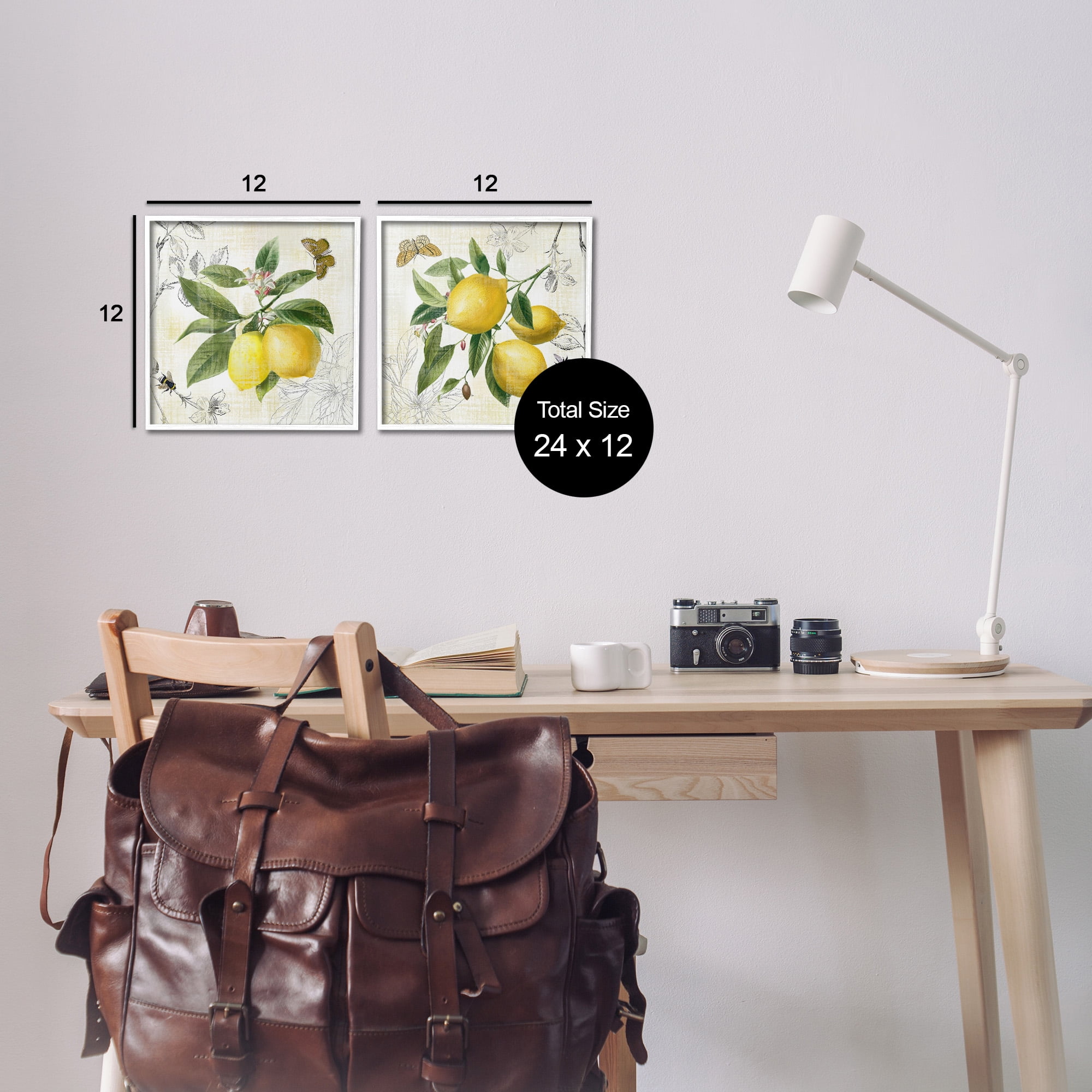 Stupell Industries Distressed Country Lemons Food & Beverage Painting White Framed Art Print Wall Art, 12 x 12, Set of 2