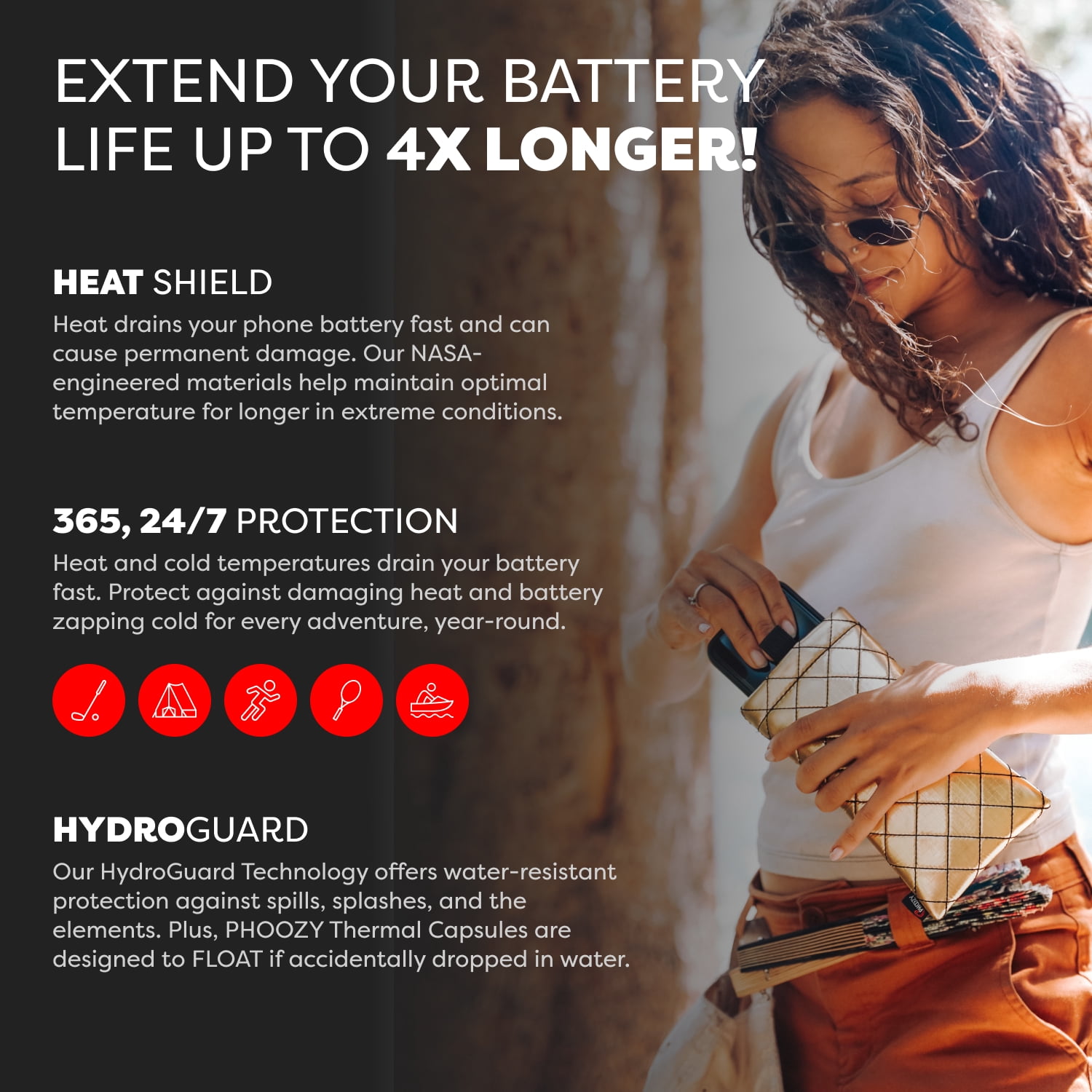 PHOOZY Thermal Phone Case - Apollo II Series : Cell Phone Pouch with AGION Lining Prevents Overheating, Extends Battery Life, Provides Drop Protection and Floats in Water (MEDIUM - GOLD)