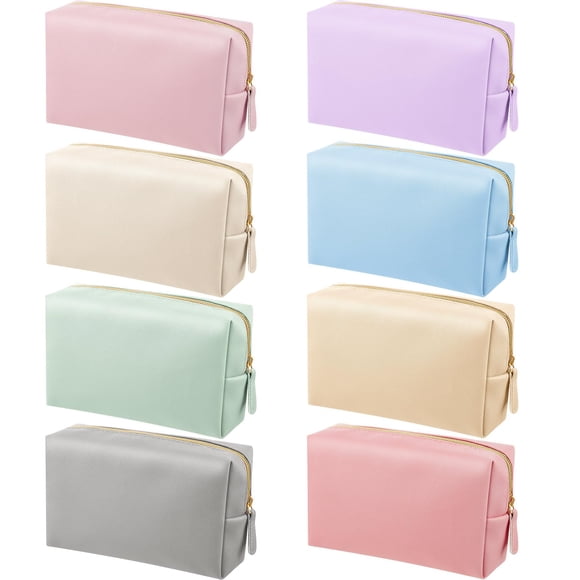 Bolsa de maquillaje Dunzy, 8 unidades, de piel sintética, para cosméticos, impermeable