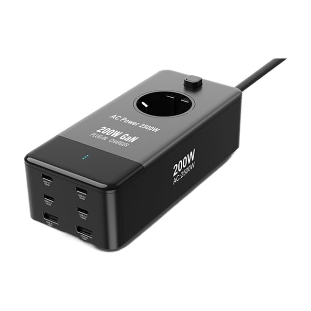 200W GaN3 Desktop Charger Power Strip 100W USB C Fast Charging Station ,Customer Friendly