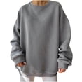 thumbnail image 1 of Timegard Chandails en Molleton Oversize pour Femmes Col Rond Manches Longues Chandail Ample Automne Hiver Mode, 1 of 7