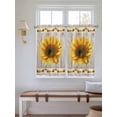 thumbnail image 2 of Vintage Sunflower Living Room Curtains 2 Panel, Wooden Yellow Summer Botanical Floral Retro Cafe Window Treatment, Farmhouse Bedroom Bathroom Kitchen Curtains Drapes 104"x54", 2 of 6