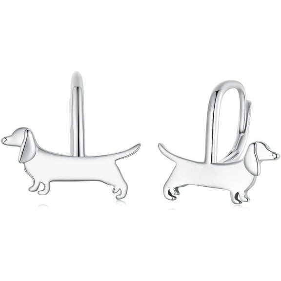 Cute Dachshund Dog Hoop Earrings 925 Sterling Silver Pet Animal Puppy Huggie Hoops Small Earrings Statement Christmas Hoops Minimalist Ear Jewelry for Women