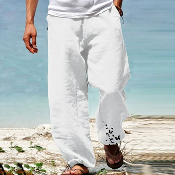 HUPOM Men'S Chino Pants Pants Men Chinos Mid Waist Rise Full Slim Straight Dark Blue M