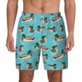 thumbnail image 3 of Uemuo Mallard Ducks Swimming In The Lake Pattern Mens Swim Trunks Quick Dry Board Shorts with Mesh Lining, Stretch Beach Shorts Quick Dry No-Chafing Board Shorts-Small, 3 of 9