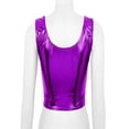 thumbnail image 4 of MSemis Women's Shiny Sleeveless Crop Top Dance Tank Vest One Size, 4 of 4
