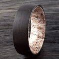 thumbnail image 2 of Wedding Band Ring for Men Black Tungsten Carbide Deer Antler Inside Wedding Band Ring, 2 of 7