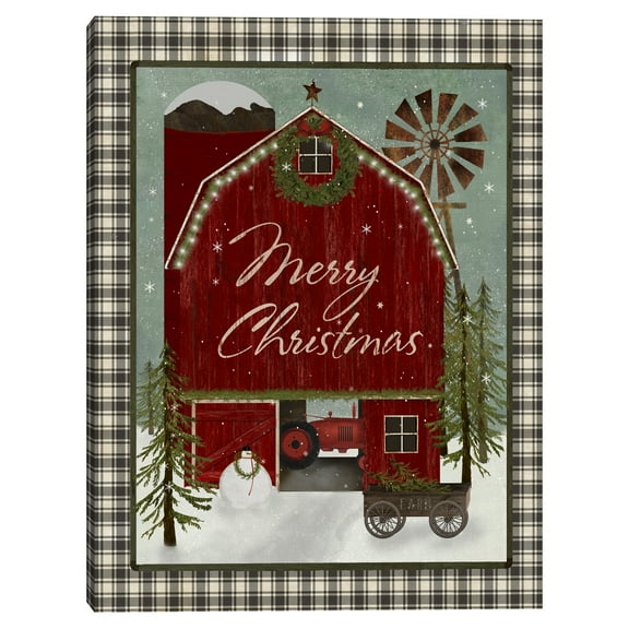 Christmas Farm Barn By Beth Albert Canvas Art Print
