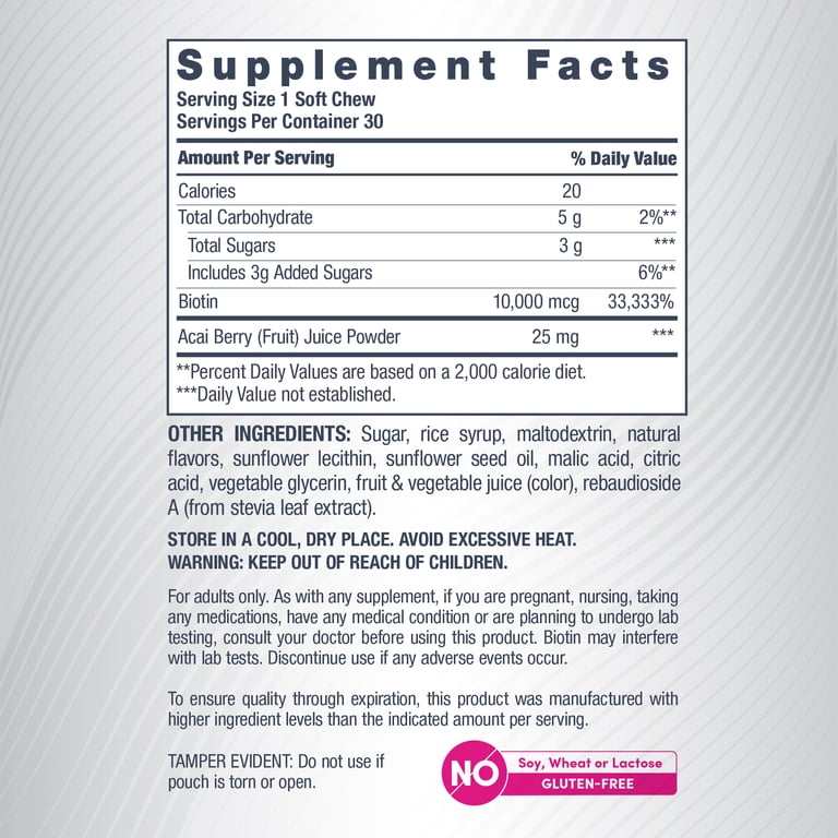 NeoCell, Biotin Beauty Soft Chews, 30 count, Acai Berry flavor