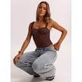 thumbnail image 4 of Women'S Square Neck Sleeveless Tank Tops Basic Tight T Shirts Coffee White Spots XS, 4 of 9