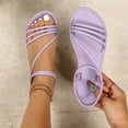thumbnail image 5 of Caywon Women Strappy Sandals, Elastic Ankle Strap Flat, Open Toe Slip On Summer, Comfortable Ladies Beach Shoes Sandalias Mujer, 5 of 7