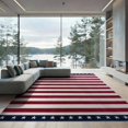 thumbnail image 2 of ODIKA 8'x10' Washable Area Rug Non-Slip Chair-Friendly Mat July Patriotic Stars Stripes Independence Fourth Reinforced Flannel for Dining Room, Large Office, Lounge, 2 of 7