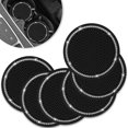 thumbnail image 2 of Posavasos ostentosos para coche, posavasos con diamantes de imitación, duraderos, antisilicona, universal, color negro, 6 uds., 2 of 5