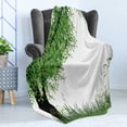 thumbnail image 4 of Nature Soft Flannel Fleece Throw Blanket, Tree Grass at Park Herbs Summer Season Eco Environment Mother Earth Image, Cozy Plush for Indoor and Outdoor Use, 70" x 90", Fern Green Black, by Ambesonne, 4 of 5