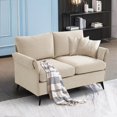 thumbnail image 2 of LEISLAND Contemporary Kid/Teen 100% Linen Solid Wood Frame 2-Seater Loveseat, Beige, 2 of 6