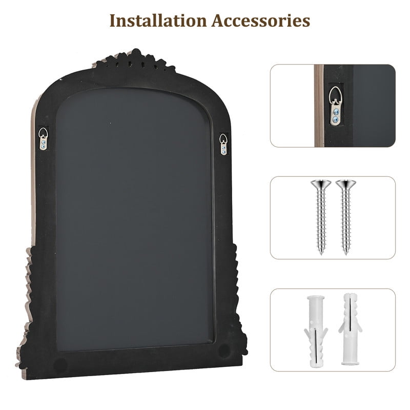 Easy4Home 33"x 24" Arched Decorative Mirror Wall-Mounted,Antique Silver