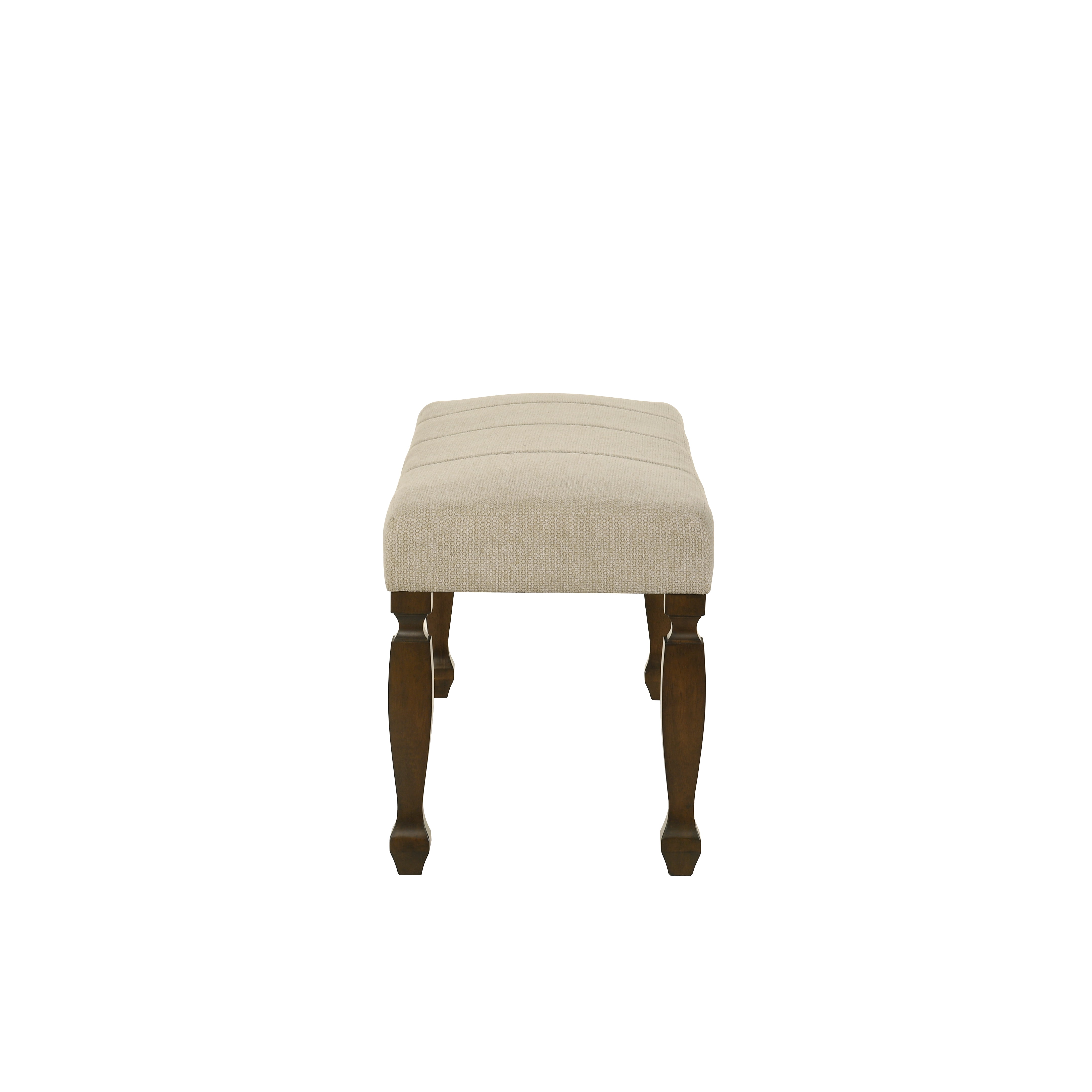 Roundhill Furniture Rowan Upholstered Turned Leg Wood Dining Bench, Beige