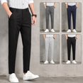 thumbnail image 2 of Nuevos Pantalones De Traje Formal De Oficina De Los Hombres No Planchado Stretchable Slim Fit Trabajo Casual Largo Negro, 2 of 4