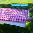 thumbnail image 2 of MesaSe Rally Home Goods Outdoor Vinyl Tablecloth Rectangular Fitted Cover Table + Benches 3-pc Set  Flannel Backing Elastic 30x72‘‘ (6-FT, 2 of 6