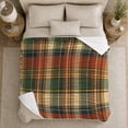 thumbnail image 4 of Earthy Tartan With Rust Green And Gold, Cozy Flannel Blanket with Rustic Tartan Plaid Print, Housewarming Gift for Rustic Plaid Enthusiasts, Home Decor for Bedroom and Living Room, 4 of 7