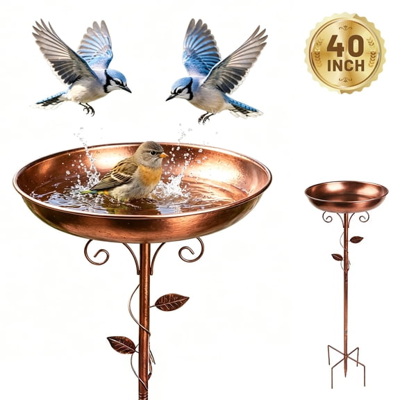 Bird Bath, 40In 4-Pronged Base Birdbaths for Outside, Sturdy Iron Bird Bath Feeder Bowls for Patio, Window, Lawn, Yard & Garden Decor