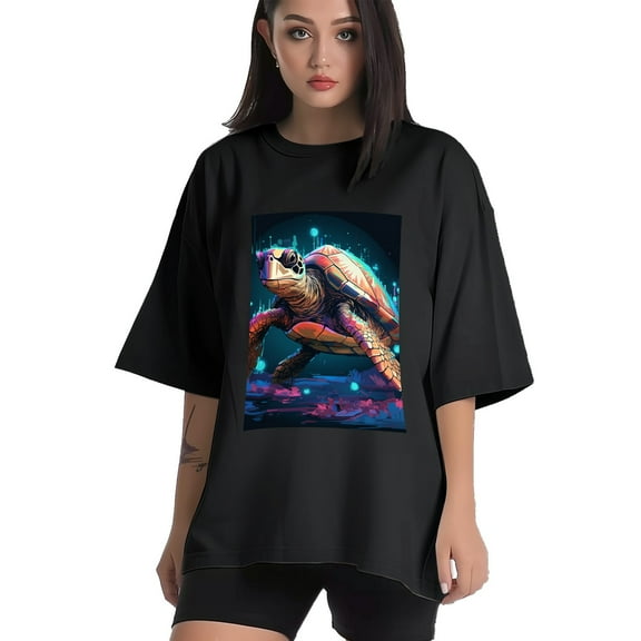 Plus Size Shirt for Women Black Tops for Women Short Sleeves Shirt for Women Turtle T Shirt Crewneck Shirt for Women XS