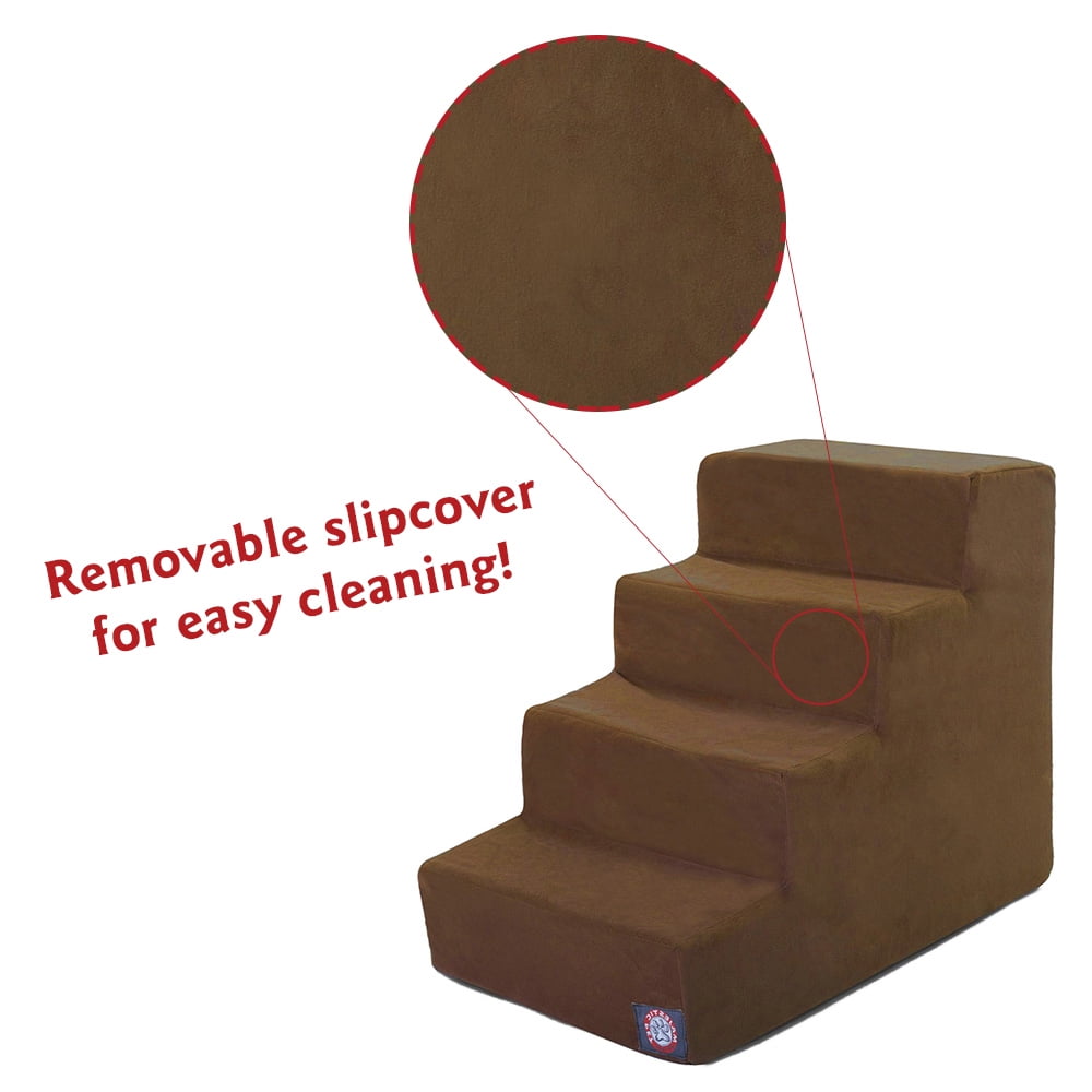 Majestic Pet Portable Suede Pet Stairs Soft Sherpa Foam Step Steps for Dogs & Cats Perfect for Bed & Sofa