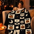 thumbnail image 4 of Qiulaii Vintage Patchwork Halloween Flannel Throw Blanket, Soft Cozy Flannel Sofa Bed Cover, Lightweight Decorative Blanket for Indoor Leisure, Halloween Party Farmhouse Home Decor, (A), 4 of 7