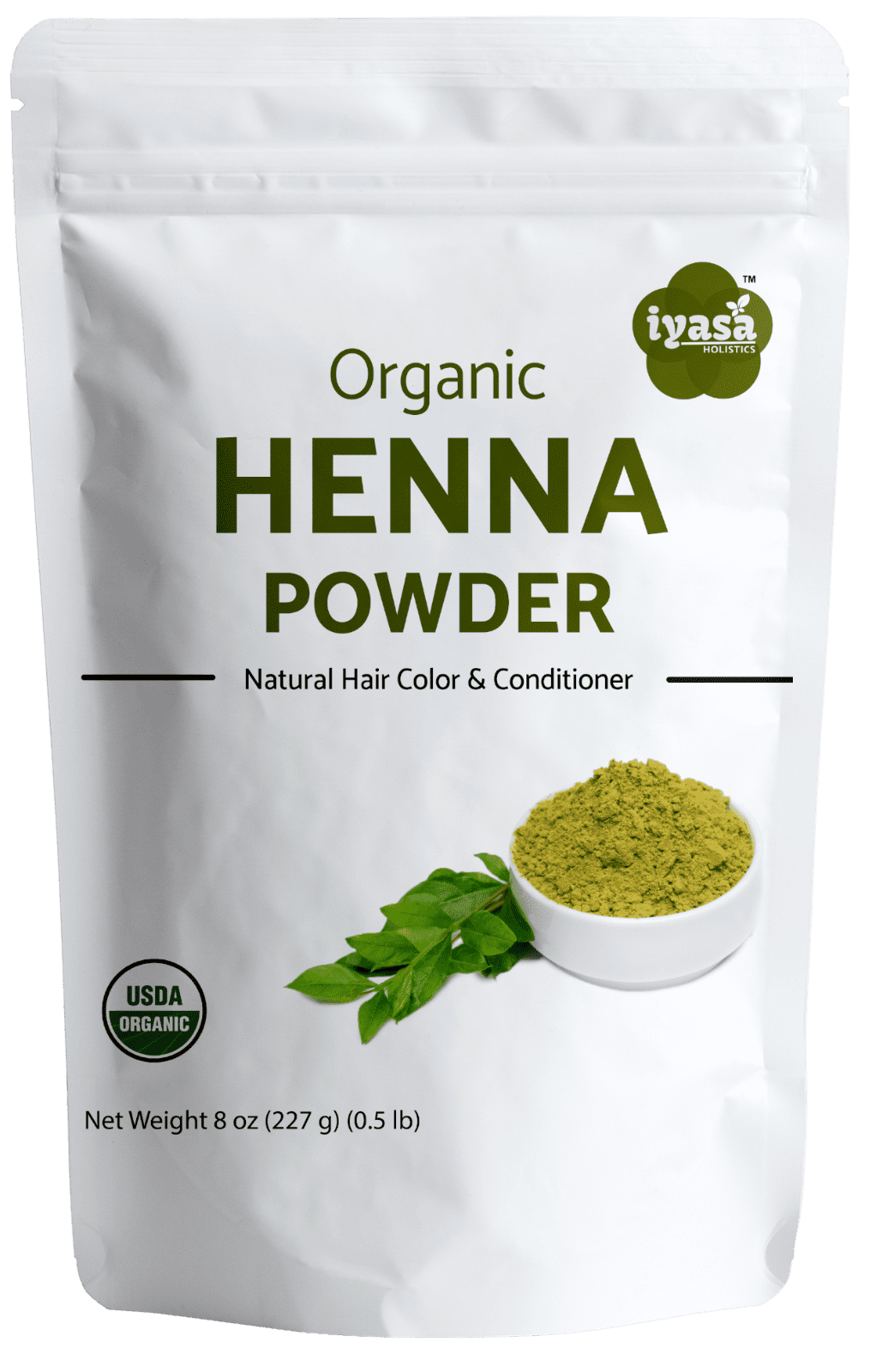Iyasa Holistics Organic Henna Powder,Lawsonia Inermis, 8 oz/226 gm