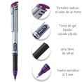 thumbnail image 5 of Pentel EnerGel Bol&iacute;grafo de Gel L&iacute;quido, Punto Fino, 0.7 mm, Cuerpo Plateado, Tinta Violeta, Caja con 12 Piezas, BL17-V, 5 of 5