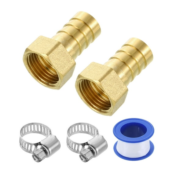 2Pcs Brass Hose Barb Fittings, 5/8" Barb x G1/2" Female Thread Hose Connector