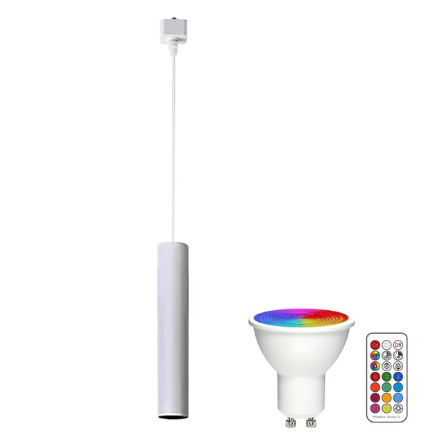 FSLiving Éclairage sur Rail de Type J, Télécommande de Projecteur DEL Ciblée et Réglable, Changement de Couleur RVB Réglable, Ampoule Minuterie GU10 Blanche 11,8 Po, Lumières Juno sur Rail pour Vitrine Salle à Manger, Blanc