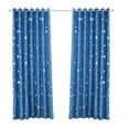 thumbnail image 1 of EeaseMX Cortina opaca con diseño de estrellas plateadas y lunas, sencilla y moderna, con aislamiento térmico, 100 x 250 cm (azul cielo)., 1 of 7