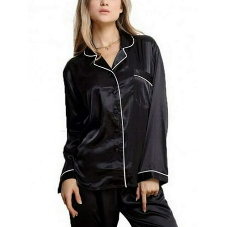 

Fullvigor Womens Silk Satin Pajamas Set Two-Piece Sleepwear Loungewear Homewear Nightwear