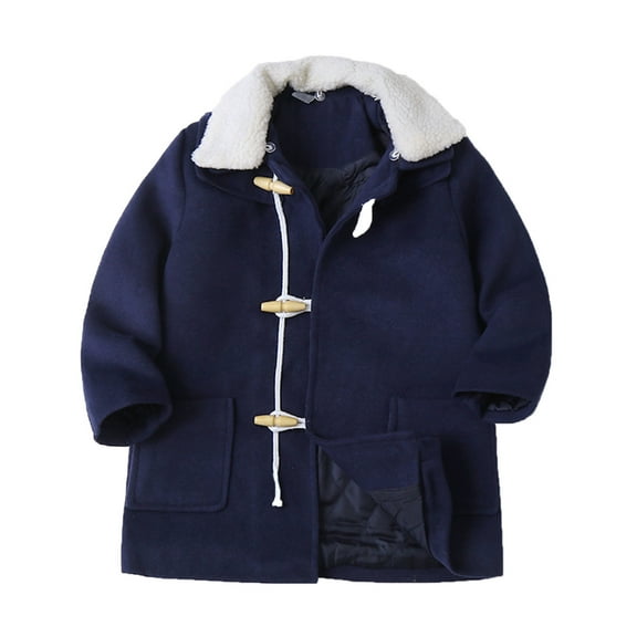 EnJoCho Kids Rain Coats for Girls Size 10 12 Toddler Boys Girls Winter Thicken Coat Solid Jacket Windproof Thick Warm Outwear Woolen Overcoat Baby Kids Boy Girl Winter Fall Jackets&Coat Clearance