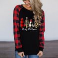 thumbnail image 1 of Pntutb, blusa holgada de manga larga con cuello redondo y costura de árbol de Navidad a cuadros a la moda para mujer, blusa de otoño Pntutb Pntutb-3396, 1 of 9