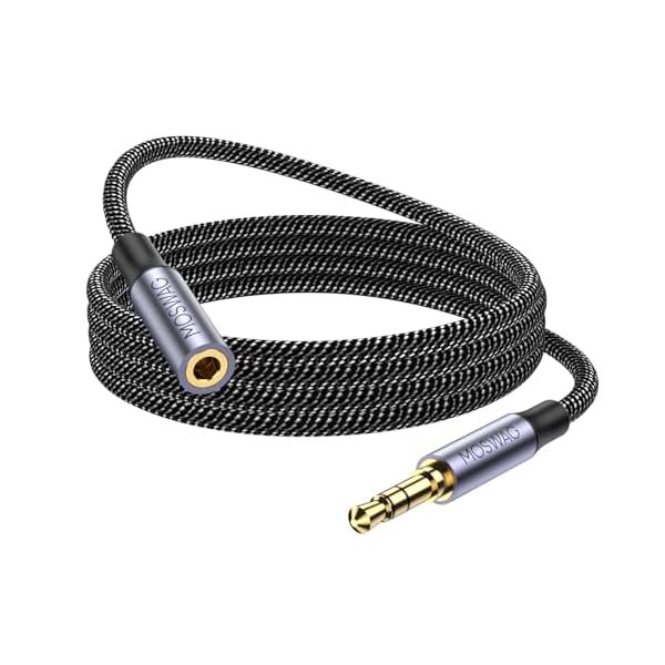 wonima02 MOSWAG 3.5mm Extension Cable 32.8FT/10M Audio Male to Female Stereo Extension Adapter Nylon Braided Cord Compatible for Home/Car Stereos Smartphones Headphones Tablets Media Players and More