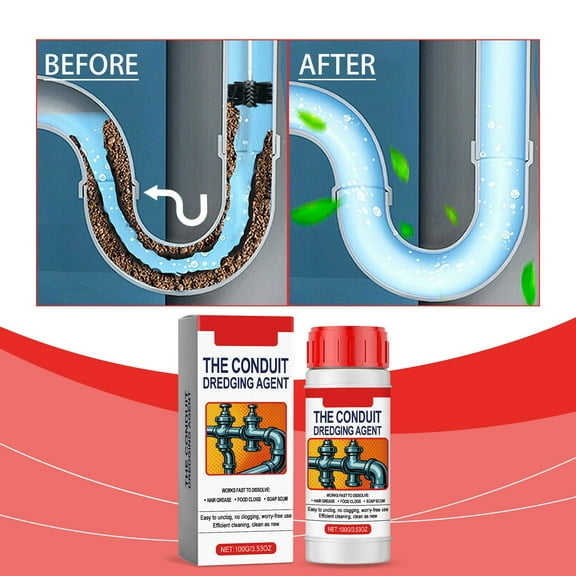 GWAAMB Clearance Pipe Unclogger Kitchen Unclogger Powerful Pipe Unclogger Sink Sewer Cleaner Kitchen Toilet Pipe Cleaning Tool,3.53OZ