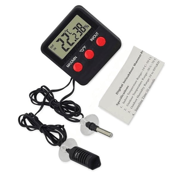 Naiovety Termómetro higrómetro digital para interiores/exteriores de tipo aspirado con sonda remota Electrodomésticos Naiovety HA021949-00