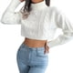 thumbnail image 3 of Suéter Corto de Cuello Alto para Mujer, Suéter de Punto, Jersey de Larga con Cuello Redondo, Tops. M, 3 of 10