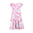 thumbnail image 4 of Lvshlubb Girl Sundress Summer Fly Sleeve Causal Dresses Floral Printed Vacation Beach Dress with Pockets Size 4-15, 4 of 6