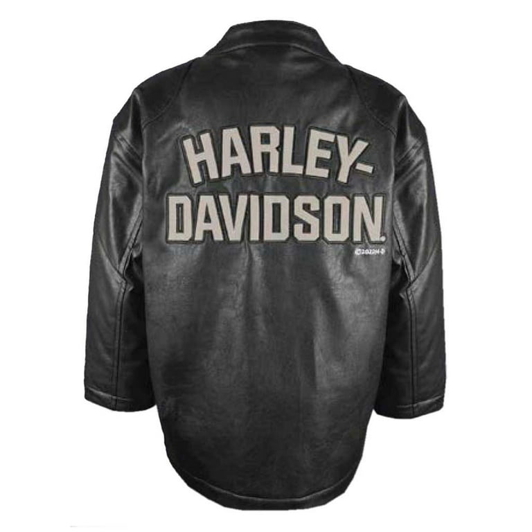 Harley Davidson Big Boys Striped B S Faux Leather Racer Jacket